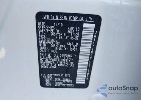 2020 Nissan Armada Sv 4Wd from USA, damaged, VIN JN8AY2NC8LX519079